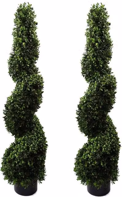 Leaf Pair of Green Spiral Buxus Artificial Trees, UV Resistant, Height: 120 cm – 1