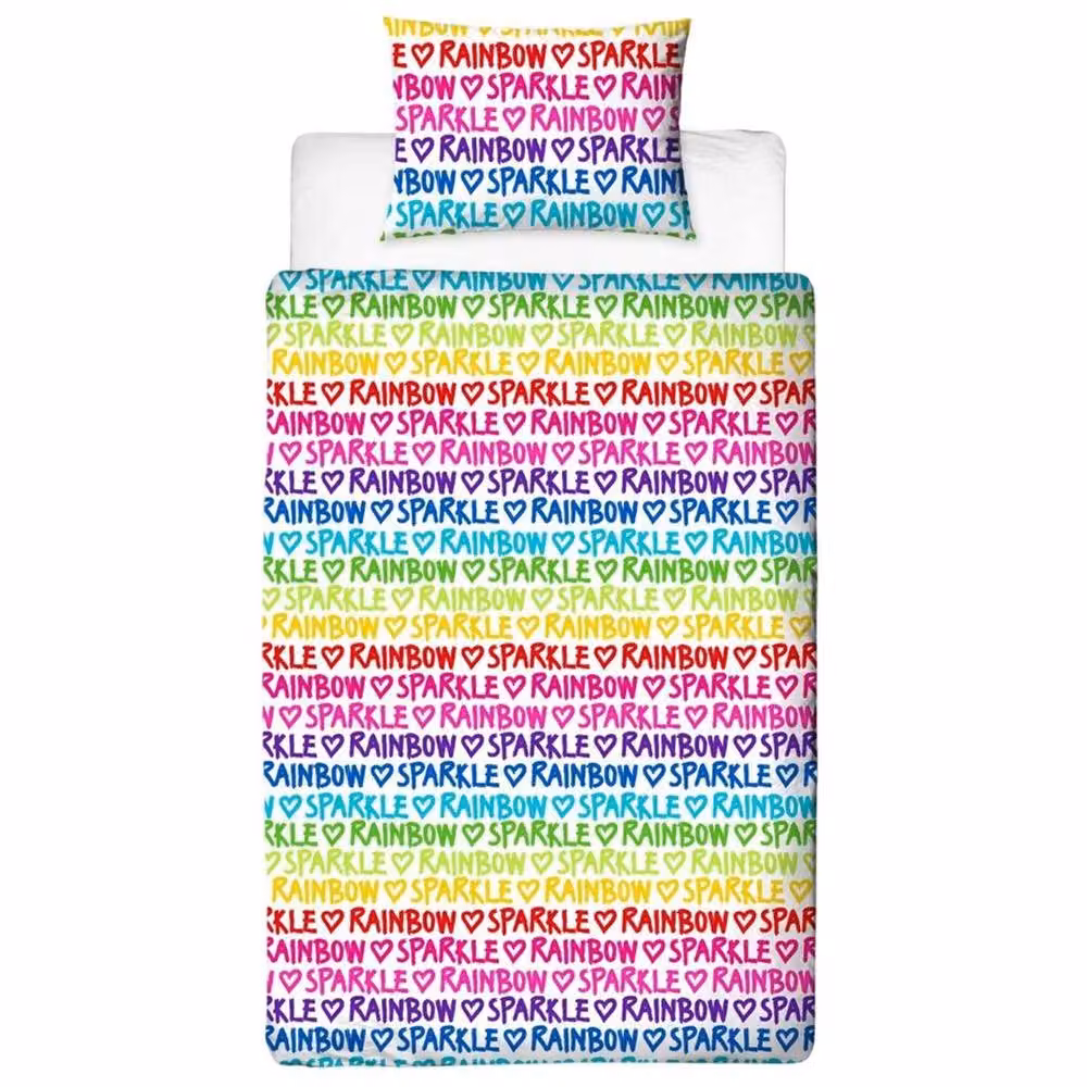 Rainbow High Reversible Multicolour Sparkle Duvet Cover and Pillowcase Set, W/D/H: 135 x 200 cm and 90 x 200 cm – 2