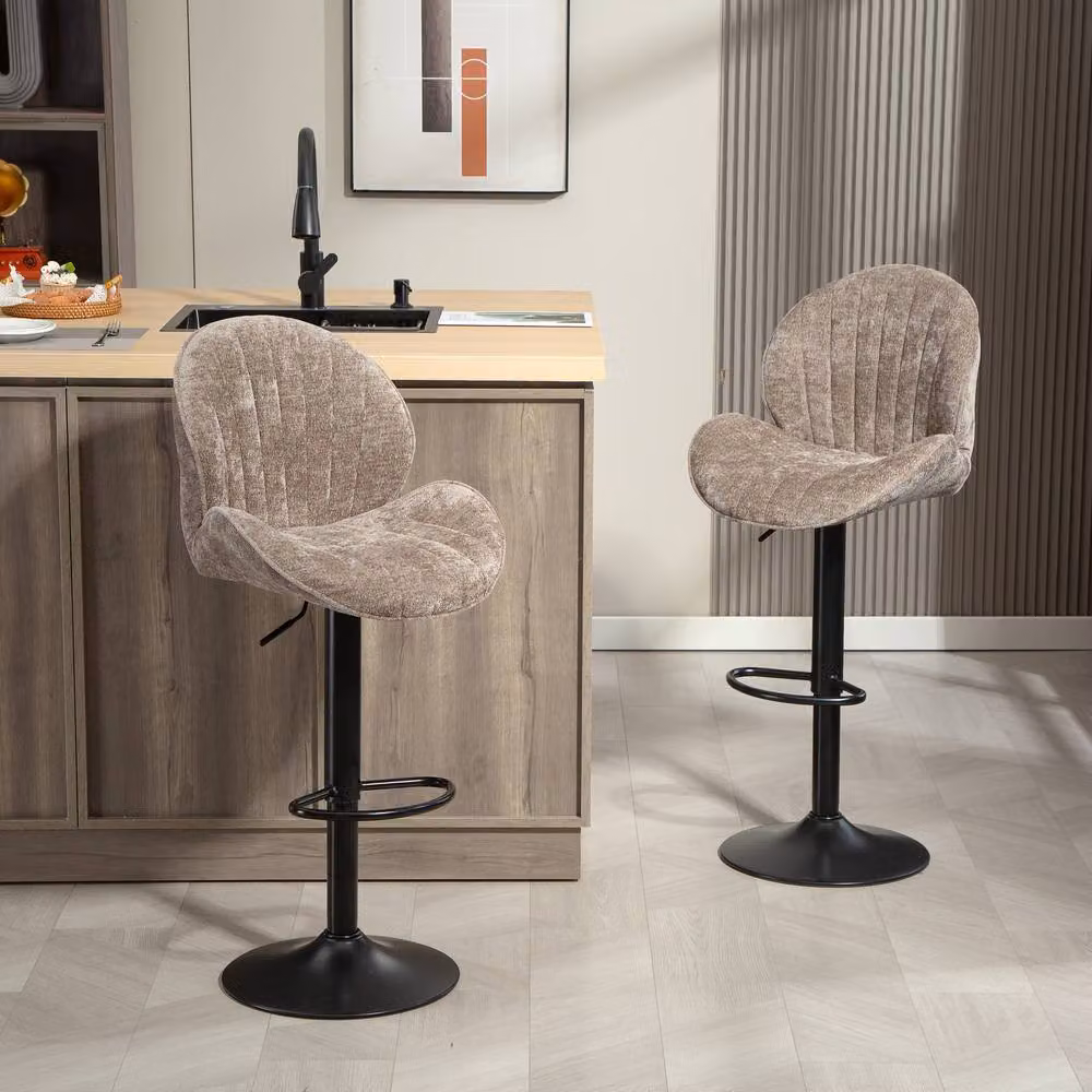 STILVORA Set of 2 Modern Taupe Bar Stools with Swivel Seats – 2