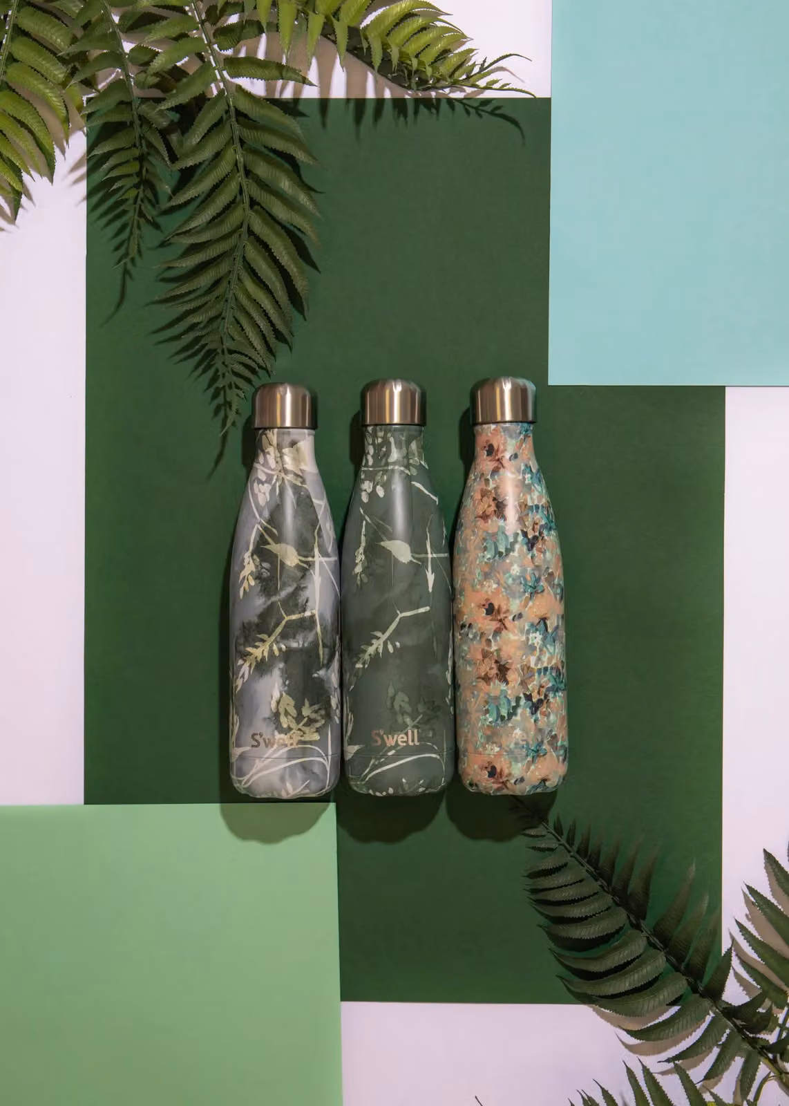 S'well Stainless Steel Vacuum Insulated Water Bottle, Green Floral, 503 ml – 11