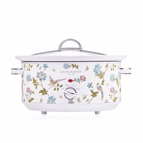 Laura Ashley Elveden Slow Cooker, 6.5L, White and Multicolour
