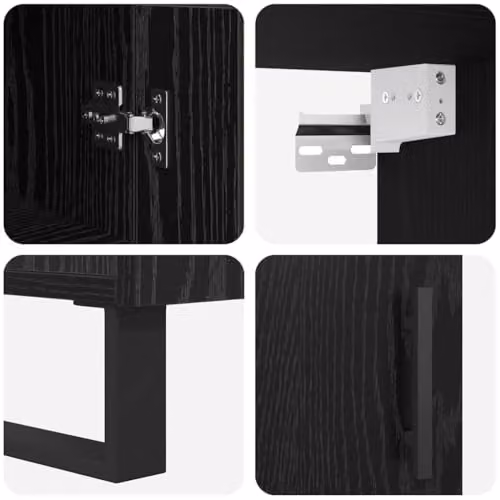 vidaXL Modern Black Oak Highboard with Hinged Doors and Internal Shelves, W/D/H: 34.5 x 34.0 x 180.0 cm – 5