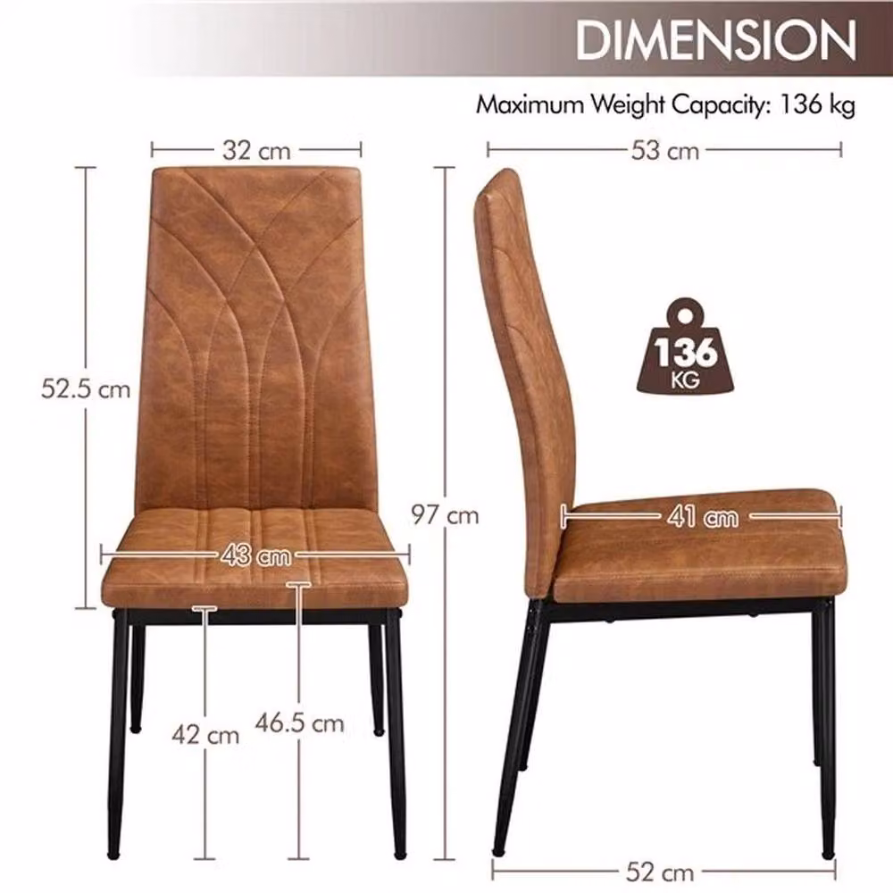 Kelvenix Brown Faux Leather Dining Chairs – 2