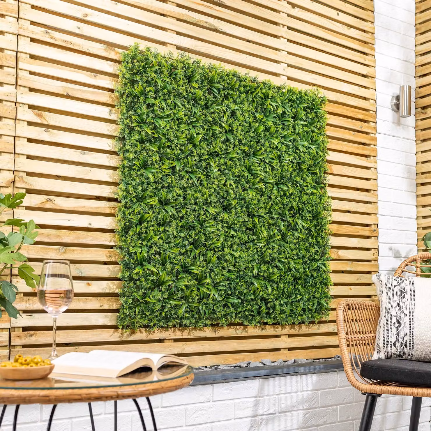 Christow Artificial Foliage Living Wall Panels Green, 4 x 50 x 50 cm – 2
