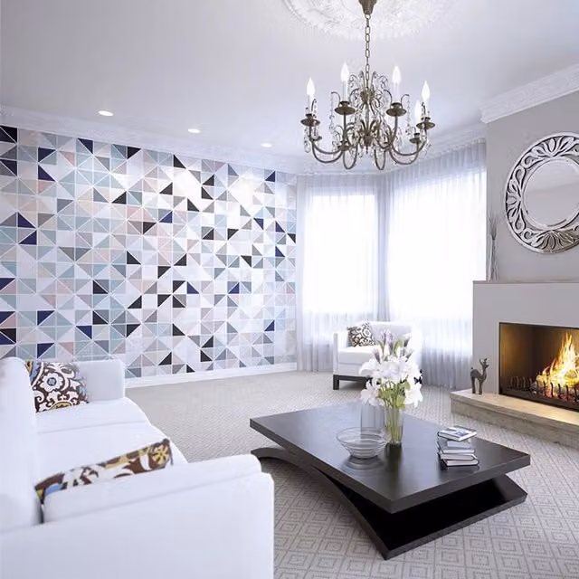 Origin Murals Geometry Blush and Jade Wall Mural in Pink, Green, Yellow and Multicolour