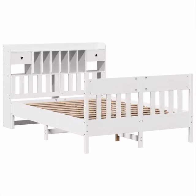 Berkfield Home Decorative White Solid Pine Bed Frame W/D/H: 160 x 200 x 110 cm – 1