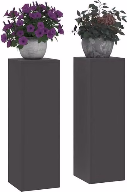 Berkfield Home Outdoor Steel Plant Stand Pillars, 2 Pack, Black, W/D/H: 24 x 24 x 75 cm