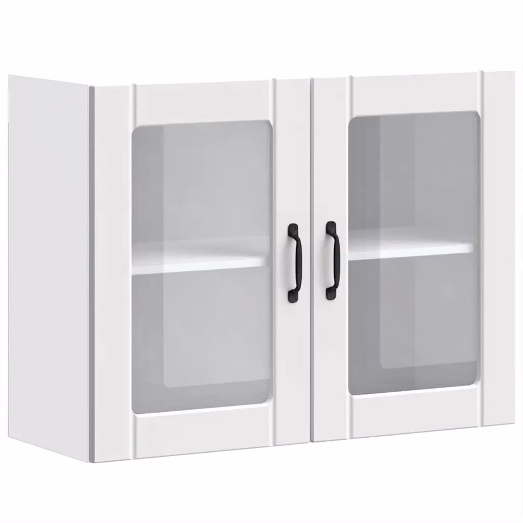 Berkfield Home Lucca White Kitchen Wall Cabinet with Glass Doors and Internal Shelves