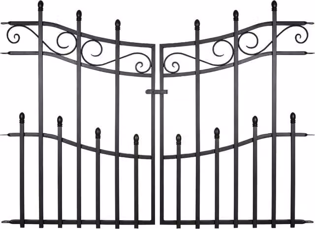 Primrose Kensington Gate Black Galvanised Steel Panacea Fence System, Surface-Mounted, Height: 122 cm