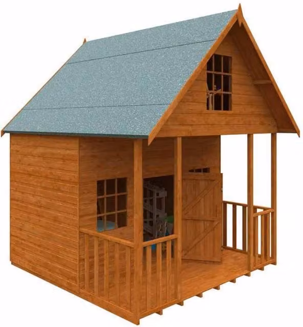 Buttercup Farm Lodge 12mm Wooden Shed in Burnt Orange – 1
