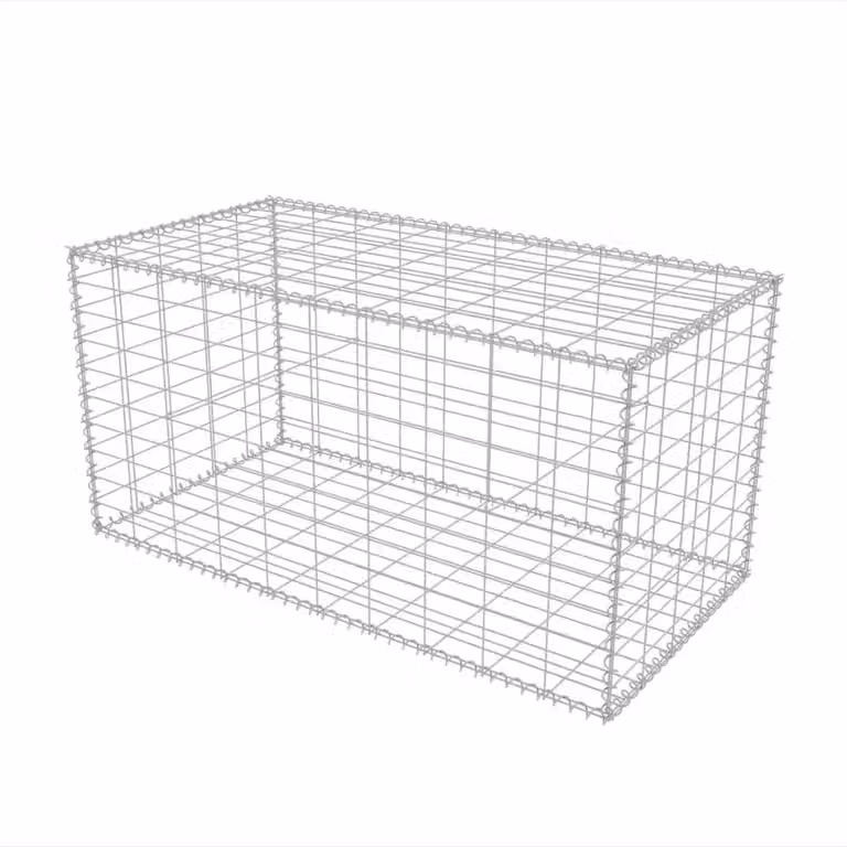 Berkfield Home Galvanised Steel Gabion Basket in Silver, W/D/H: 100 x 50 x 50 cm
