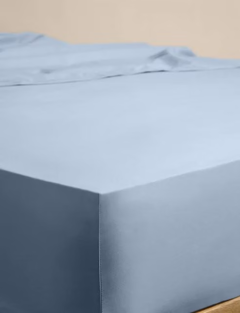 M&S Egyptian Cotton 230 Thread Count StayPut Fitted Sheet, Blue, W: 180 cm, D: 200 cm