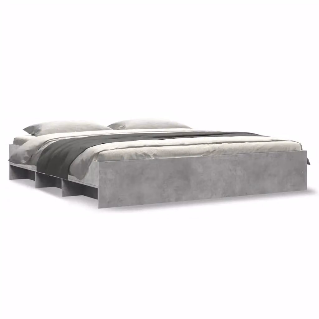 Berkfield Home Bed Frame in Concrete Grey, Engineered Wood, W/D/H: 200 x 200 cm – 2