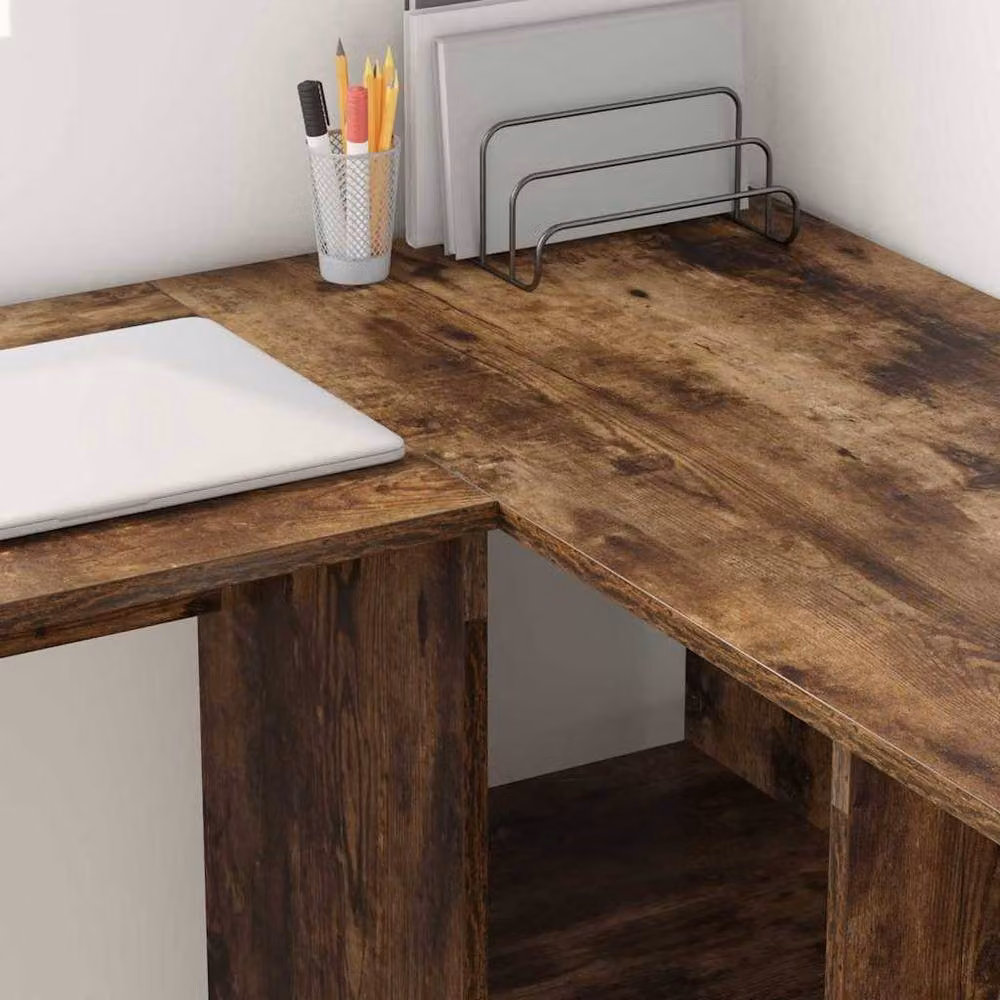 Berkfield Home Smoked Oak Corner Computer Desk in Brown – 4