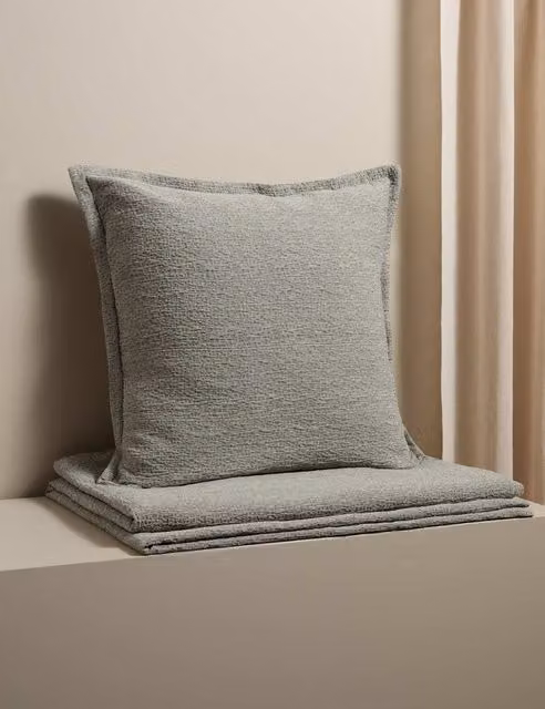 M&S x Kelly Hoppen Pure Cotton Jacquard Large Decorative Square Cushion in Grey