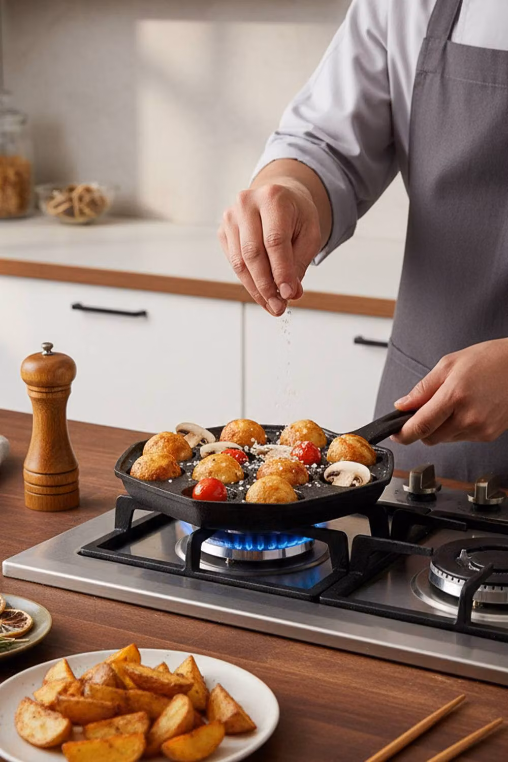 Garden Sanctuary 12-Hole Uncoated Cast Iron Takoyaki Frying Pan in Black – 2