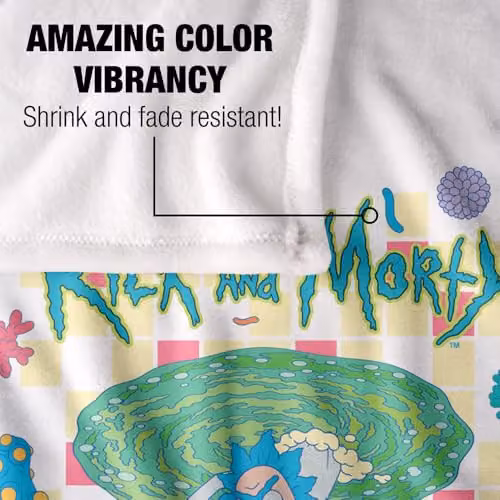 LOGOVISION Rick and Morty Falling Portals Super Soft Fleece Throw Blanket, Multicolour, W: 91 cm, D: 147 cm – 2