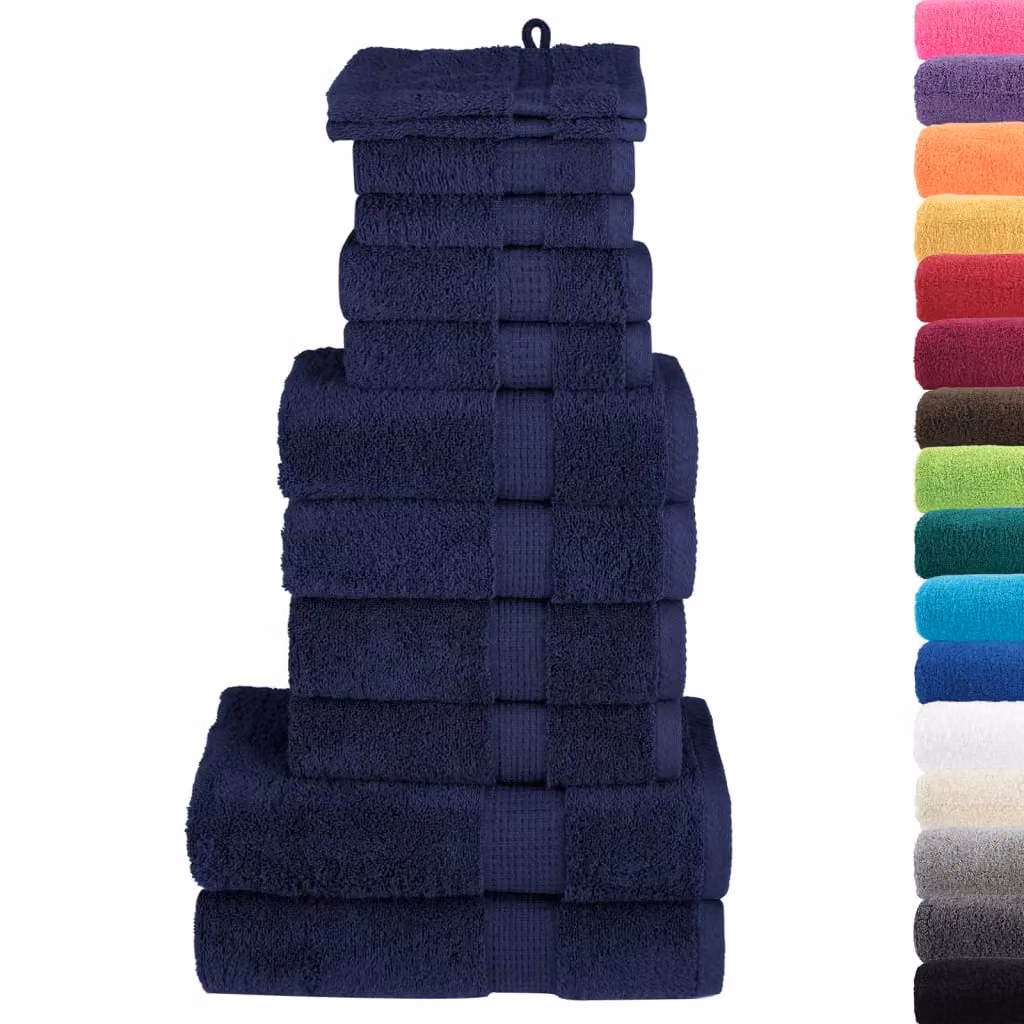 Berkfield Home SOLUND 12 Piece Premium Navy Blue Cotton Terry Towel Set, 600 gsm – 2