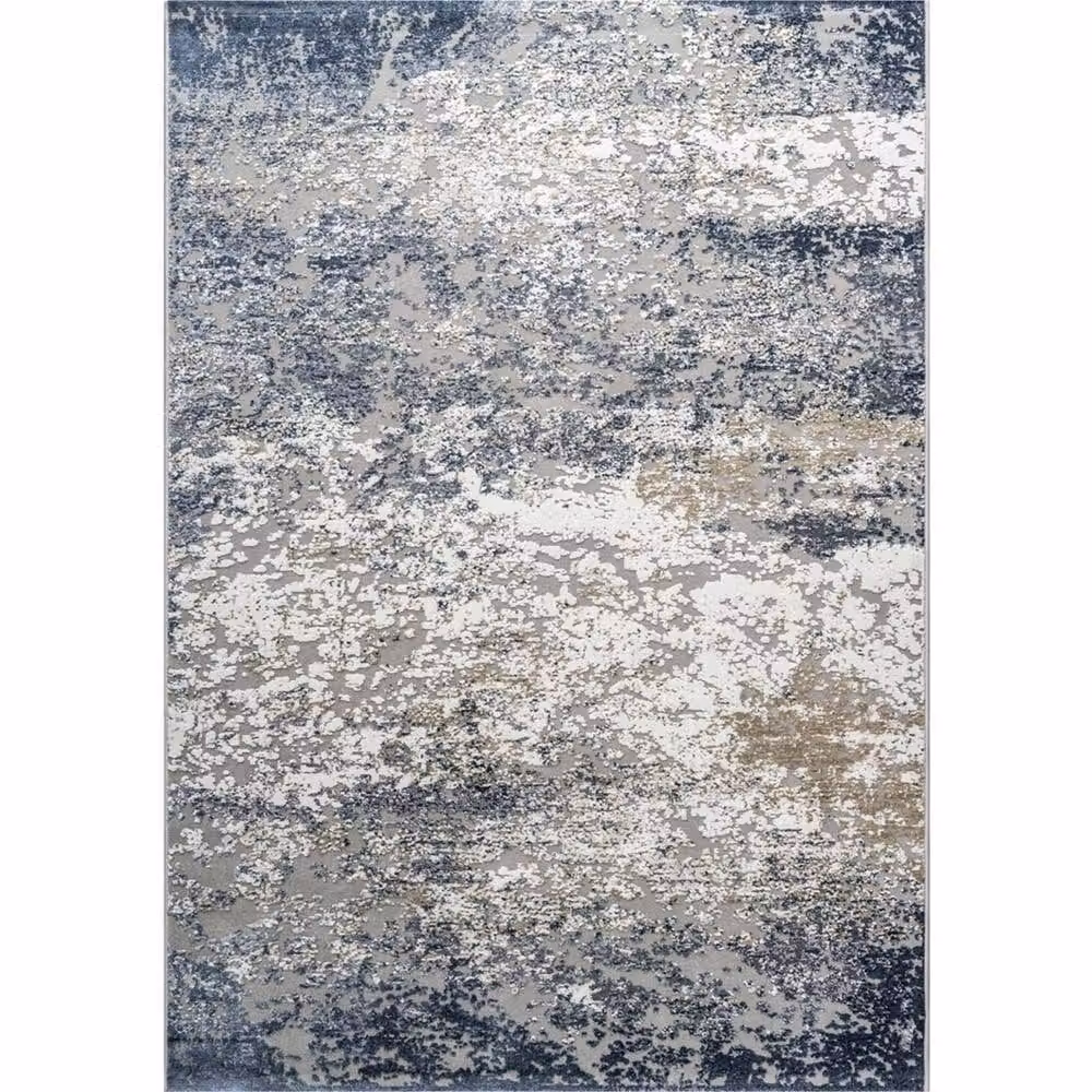 The Rug Shop UK Abstract Blue Modern Machine Woven Round Area Rug, Diameter: 200 cm – 2