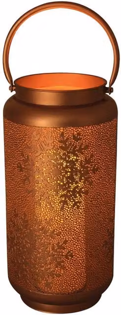 Netagon Golden Battery Operated Tabletop Lantern with Snowflake Design in Gold Metal – 1