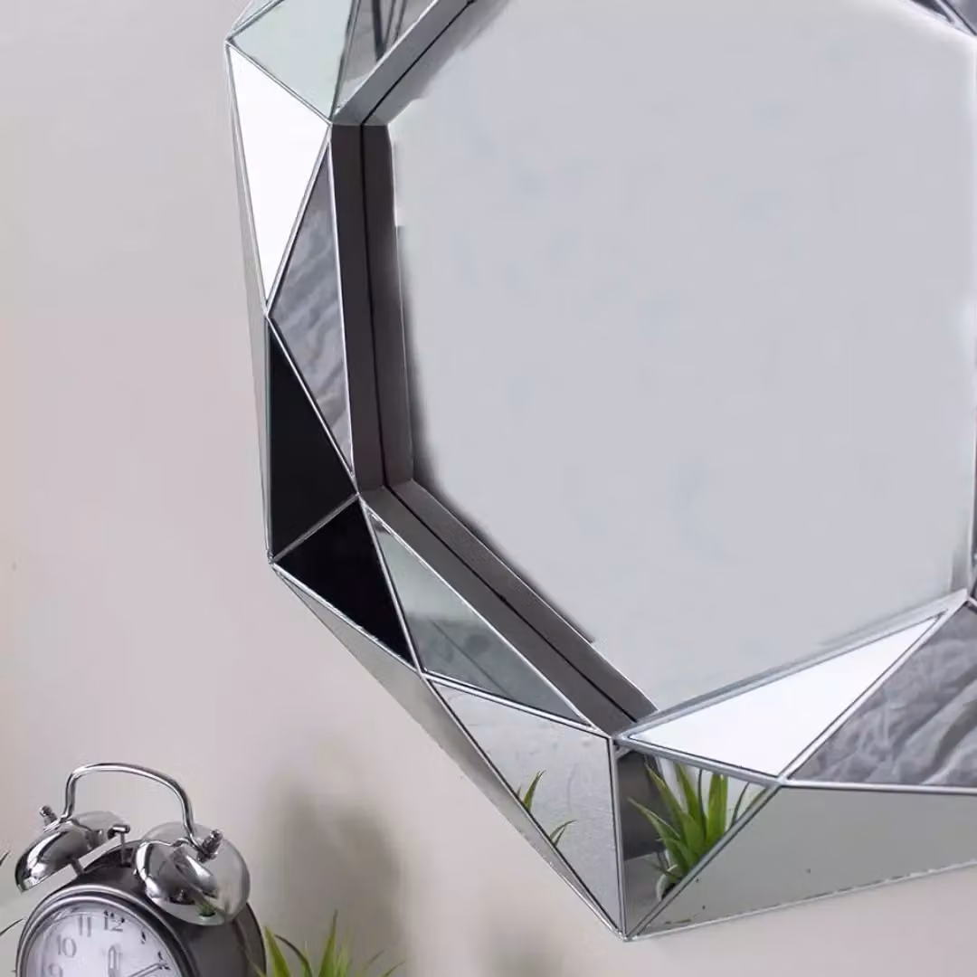 Marco Paul Silver Abstract Design Glass Wall Mirror – 2