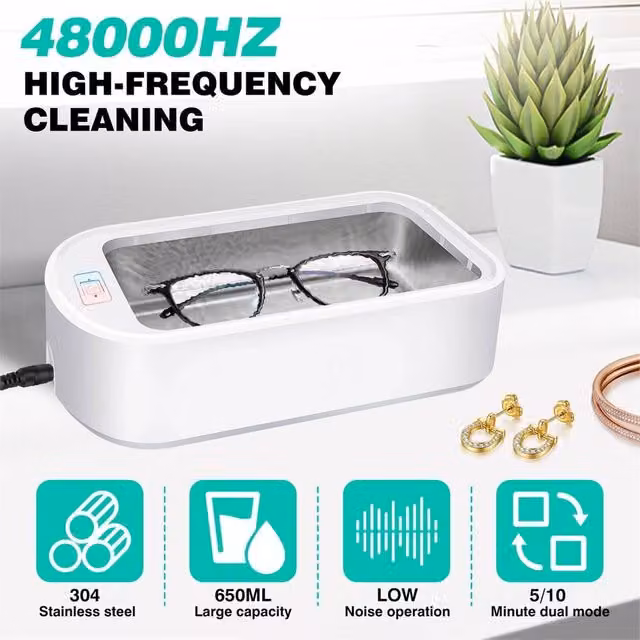 Nordara 650ml Ultrasonic Cleaner for Glasses, Jewellery and Dentures in White