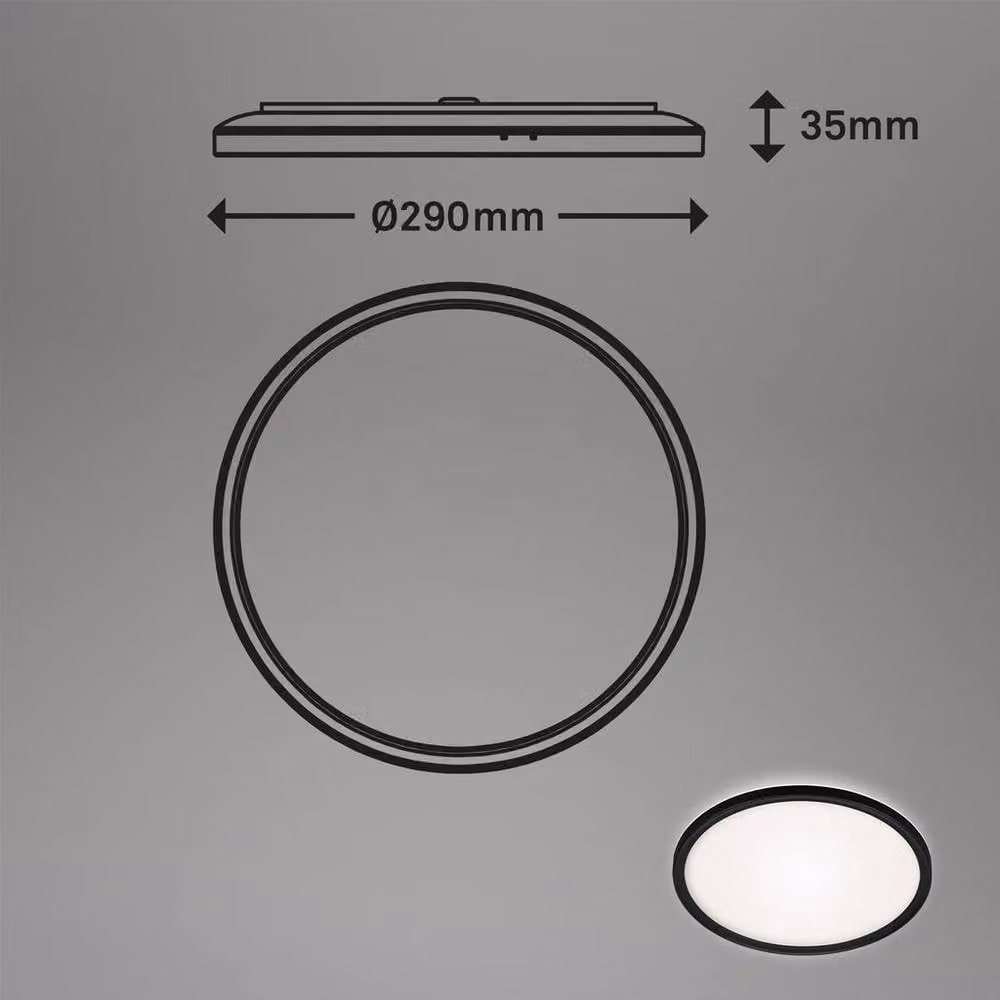 Briloner Black Slim LED Round Bathroom Ceiling Light, W/D/H: 29.0 x 29.0 x 3.0 cm – 4