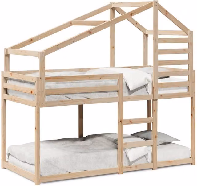 Berkfield Home Solid Wood Pine Bunk Bed in Light Brown, W/D/H: 80 x 200 cm