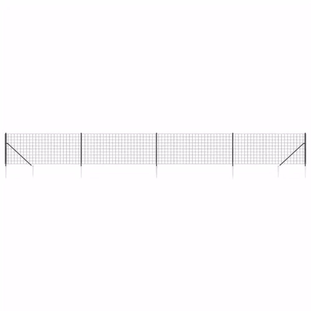 Berkfield Home PVC-Coated Steel Wire Mesh Fence with Spike Anchors in Anthracite Black, W: 10 m, H: 1 m – 2