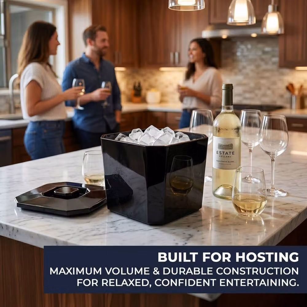 Chabrias Ltd Black Insulated Ice Bucket with Lid and Drainage Liner, 6 l – 3