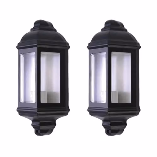 First Choice Lighting Parkins Set of 2 Black Outdoor Half Lantern Wall Lights – 4