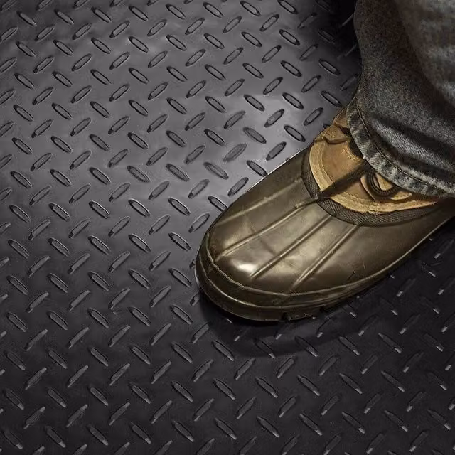 FLAVORA Non-Slip Black Rubber Garage Flooring Sheeting Matting