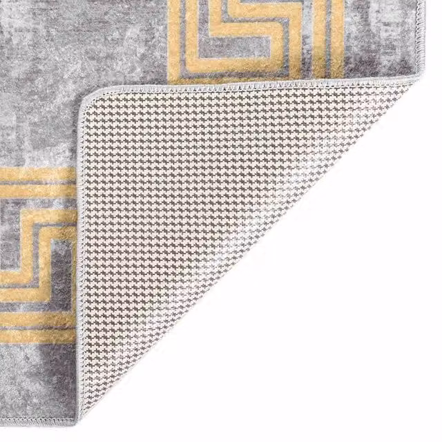 Berkfield Home Grey Geometric Round Washable Rug with Anti Slip and Sound Absorbing Properties, Diameter: 160 cm