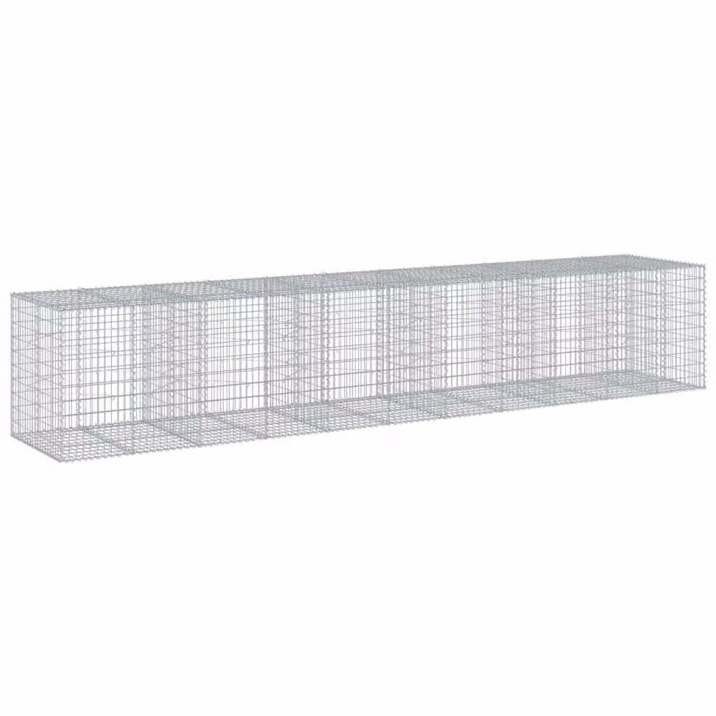 Berkfield Home Galvanised Steel Gabion Basket with Cover in Silver, W/D/H: 550 x 100 x 100 cm – 2