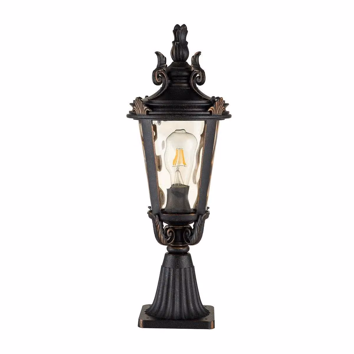 Netlighting Baltimore Medium Outdoor Pedestal Lantern in Weathered Bronze and Brown, IP44, E27 – 4