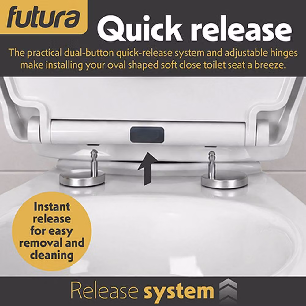 Futura Oval Soft Close Toilet Seat with Built-In Child Seat in White, 50 cm – 3
