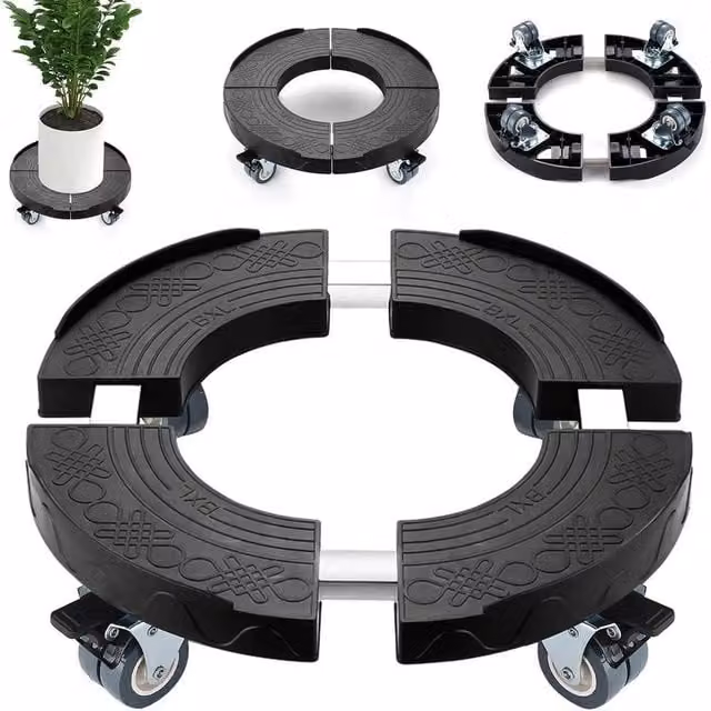 NESTLUNE Heavy Duty Plant Pot Trolley Mover Stand with Wheels, Black – 1