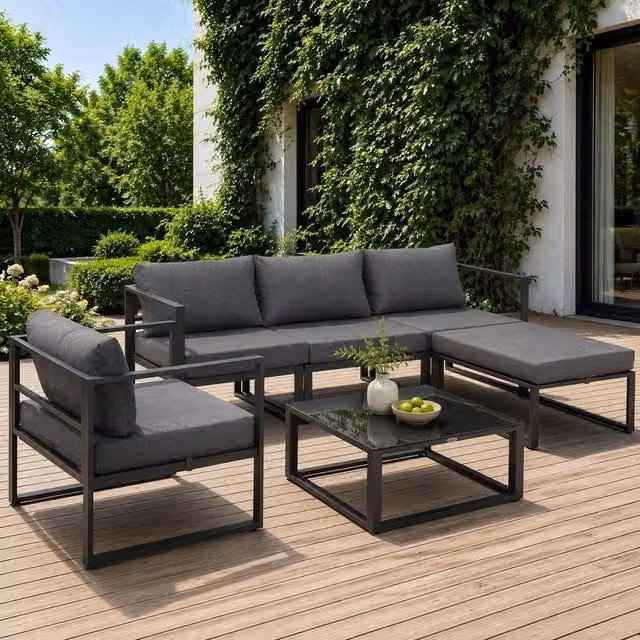 STILVORA 5-Seater Sofa with Aluminium Frame in Grey