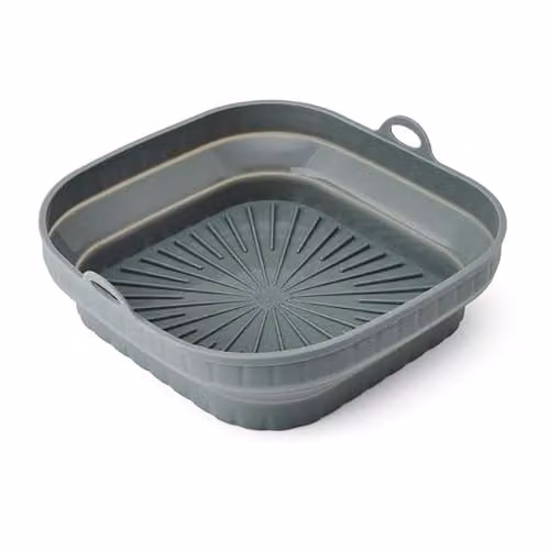 KitchenCraft Collapsible Square Silicone Air Fryer Liner, Grey, W: 22 cm, H: 7.5 cm