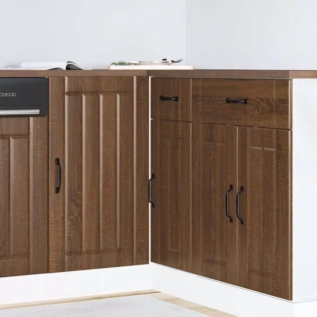 Berkfield Home Lucca Freestanding Kitchen Sink Unit in Brown Oak Matt Engineered Wood