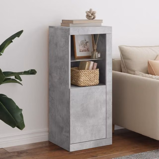 Berkfield Home Modern Sideboard with Integrated LED Lights in Grey, W/D/H: 41 x 37 x 100 cm