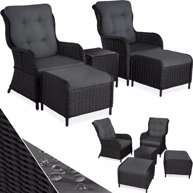 Tectake Benissa Rattan Garden Set with Black and Grey Aluminium Frame