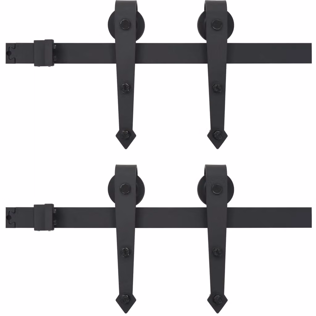 Berkfield Home Sliding Door Hardware Kit in Black Steel, 183 cm – 2