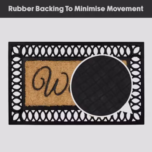 JVL Orana Embossed Coir Doormat with Non-Slip Rubber Edge, Brown/Beige, W: 40 cm, D: 70 cm – 4