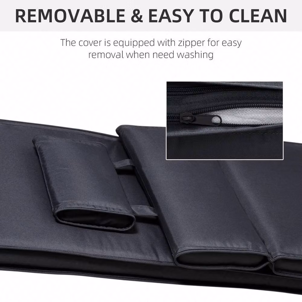 NESTLUNE Black Rectangular Garden Sun Lounger Cushion, W: 100 cm, H: 15 cm – 2