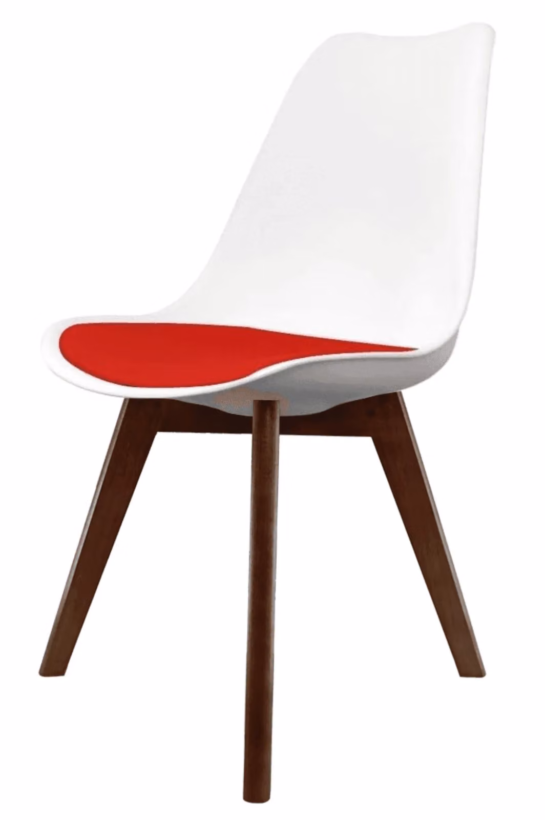 Fusion Living Soho Red Plastic Dining Chair with Dark Wood Legs – 2