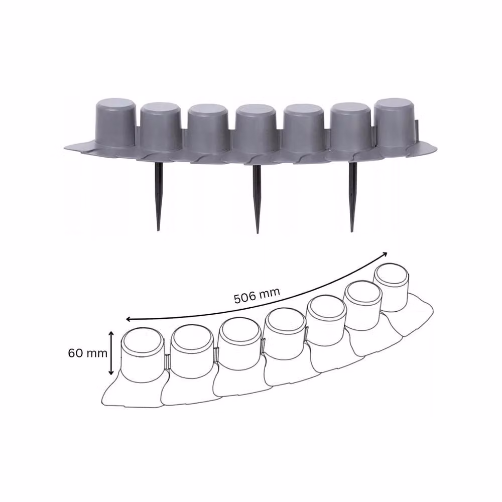 Prosperplast Grey Plastic Edging Border for Garden Flower Beds, 4.05m – 2