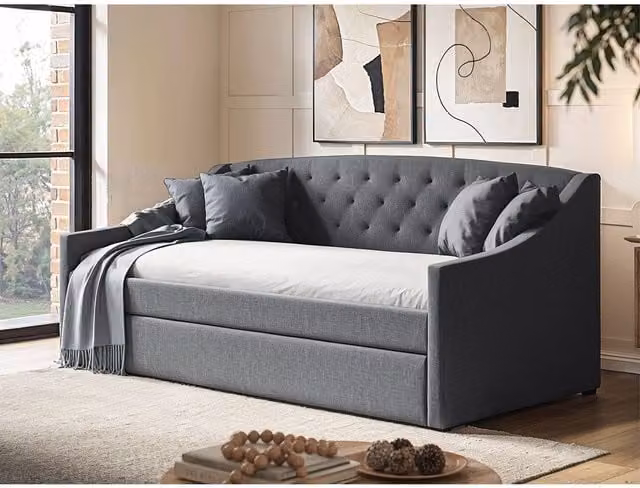 Flair Furnishings Grey Chesterfield Upholstered Daybed