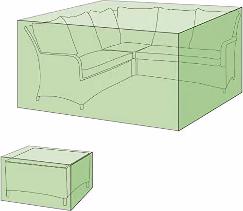 St Helens Home & Garden Water Resistant 2 Piece Small Corner Ottoman Stool Cover Set in Green – 1