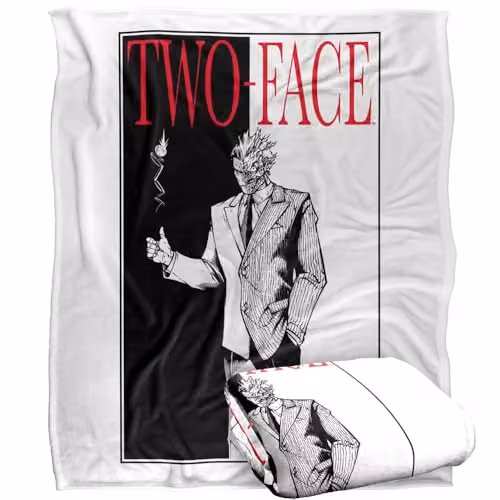 Warner Bros. Batman Two Face Super Soft Silky Touch Fleece Throw Blanket, Multicolour, W: 152.4 cm x D: 127.0 cm